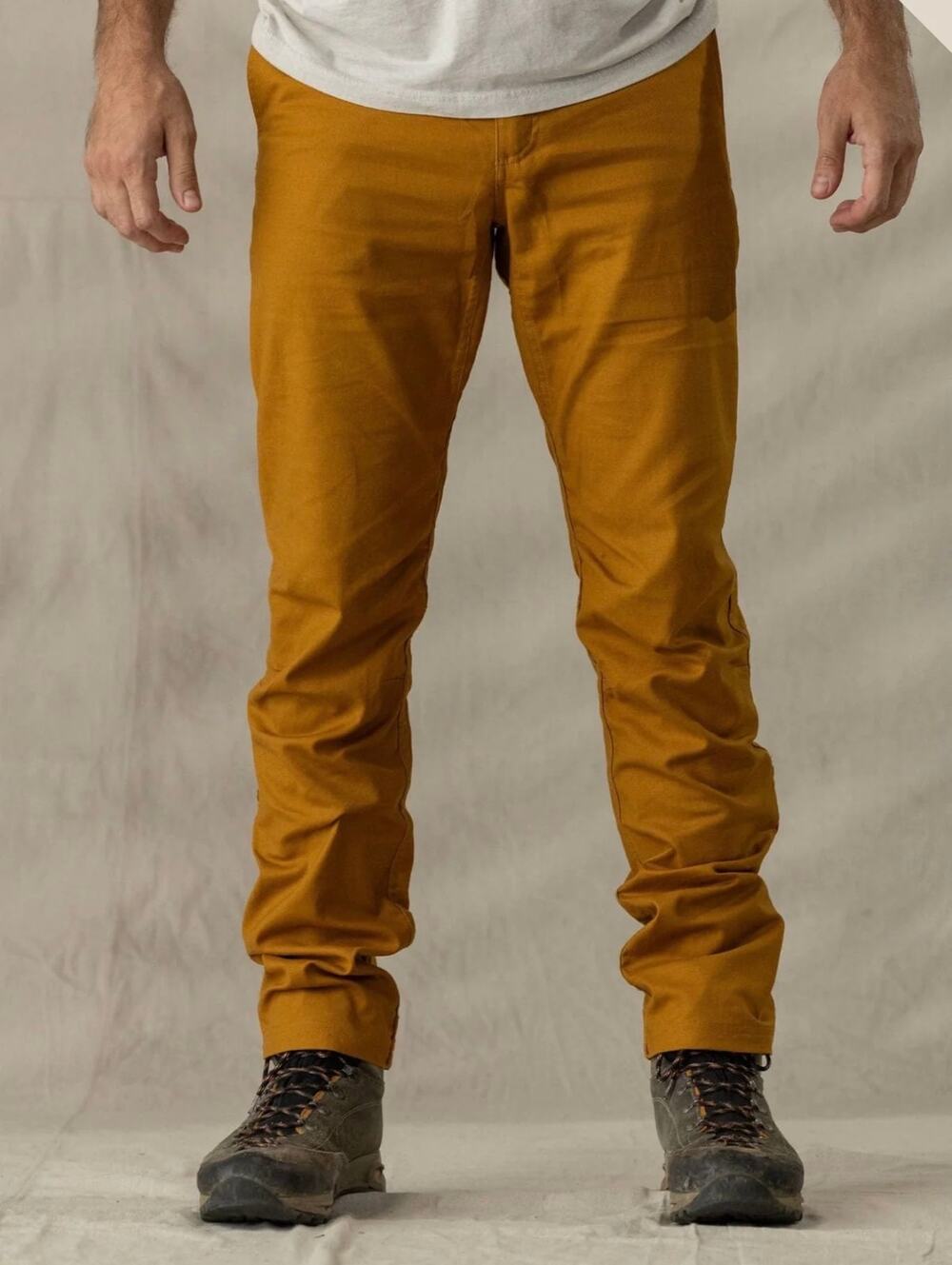 LIVSN Flex Canvas Pants Caramel Mustard Color Sz 31x30 Roll Up Gorpcore Hiking